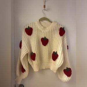 Cottagecore Strawberry Knit Sweater